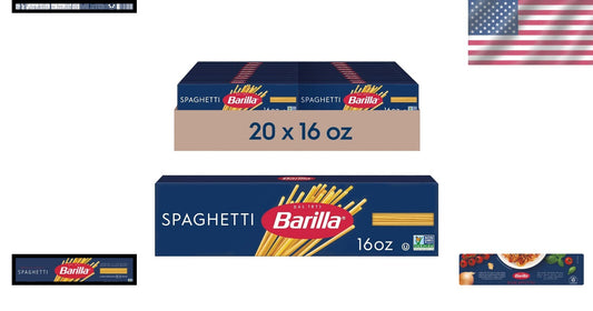 Durum Wheat Semolina Barilla Spaghetti Pasta, 16 oz. - 20-Pack, Easy Storage
