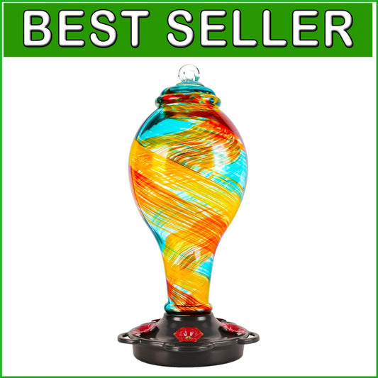 36oz Hummingbird Feeder with Rustproof Base & Ant Moat - Unique Ribbon Design