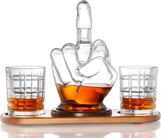 33.8 oz Middle Finger Whiskey Decanter - Perfect for Scotch, Tequila & Rum