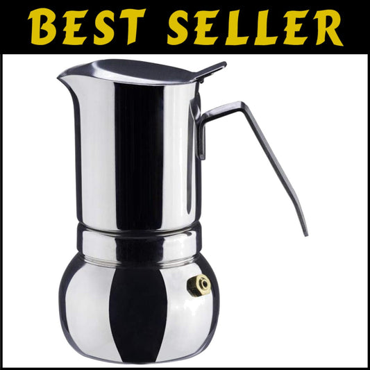 304 Stainless Steel Moka Pot - Manual Espresso Maker, 6 Cup Capacity, Easy Clean