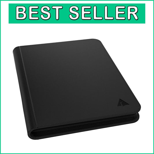 Water-Resistant 16-Pocket Trading Card Album - Secure Zip Closure Holder