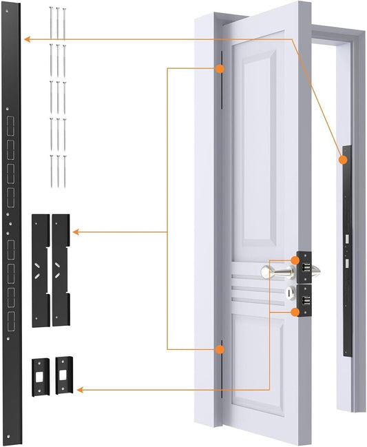 Corrosion-Proof Door Jamb Reinforcement Kit with Sturdy Latch & Hinge Shields