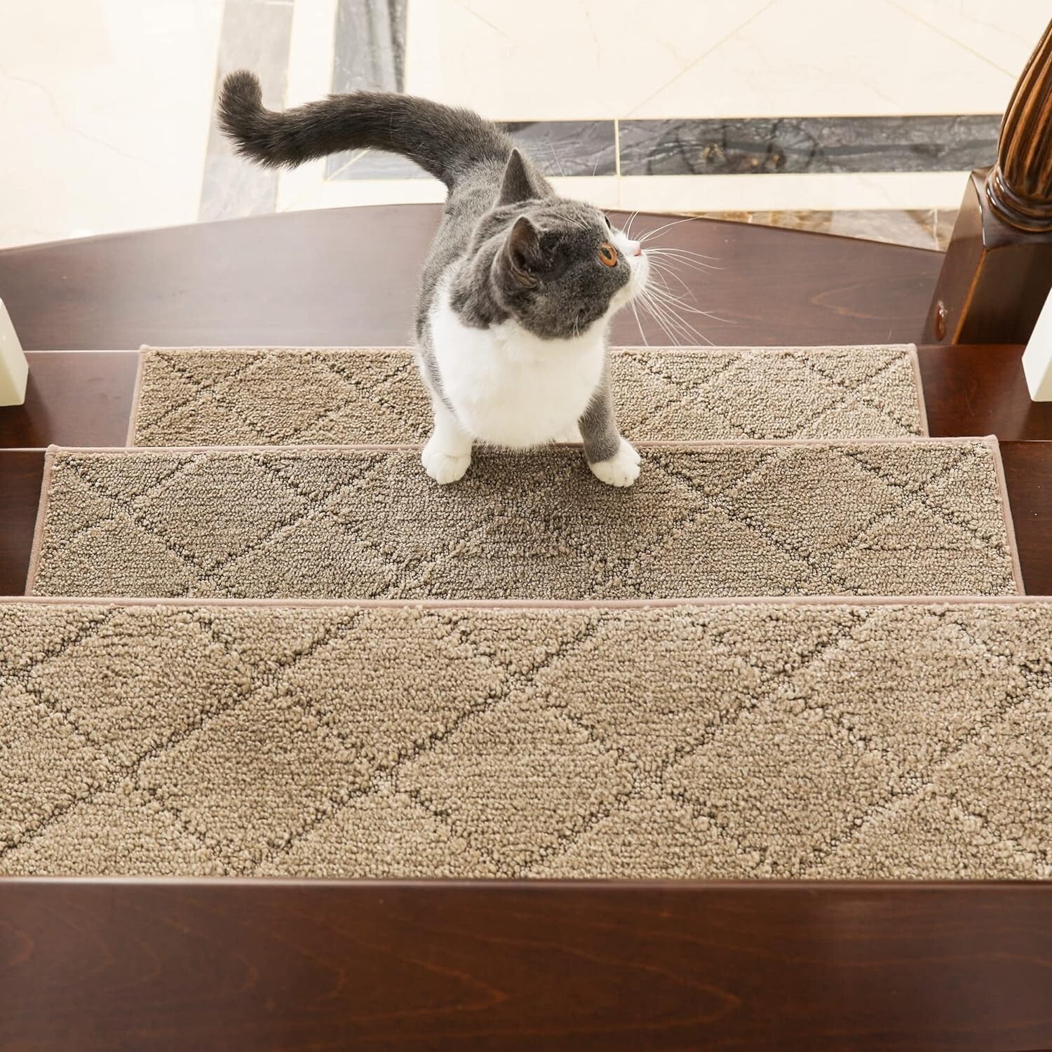 Water-Resistant Low Pile Carpet Runner Mats - 15pc Set for Wooden Steps