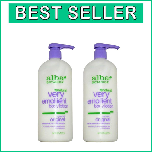 Value Pack: 2 Bottles of 32 Oz Unscented Emollient Body Lotion for Hydration