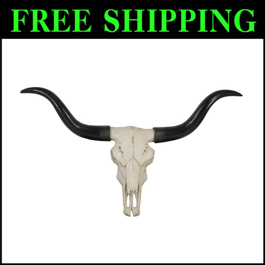 21" Polished Resin Texas Longhorn Steer Skull Wall Sculpture - Unique Trophy