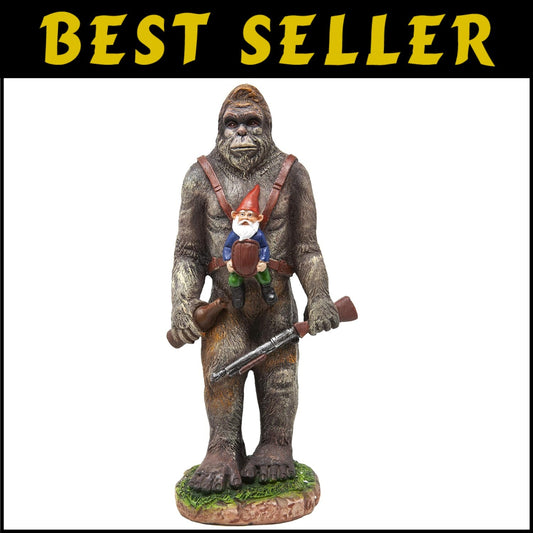Mythical Bigfoot and Gnome Duo – Unique Garden Statue for Home and Patio