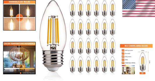 Dimmable E26 LED Candle Light Bulbs, 24-Pack - Soft White Glow for Home Décor