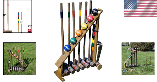 Durable Outdoor Croquet Set for 6 with All-Weather Mallets and Colorful Stakes