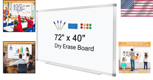 72"x40" Magnetic Dry Erase Board - Wall-Mounted Aluminum Presentation Tool
