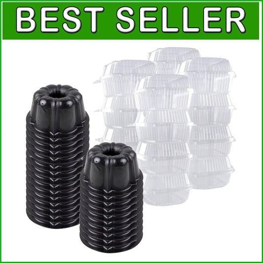 Eco-Friendly Reusable Mini Cake Mold - 50 Non-Stick Baking Pans With Containers