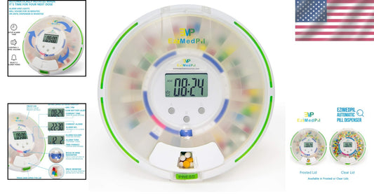 Secure Automatic Pill Dispenser with 6 Alarms and Large LCD - Caregiver's Aid