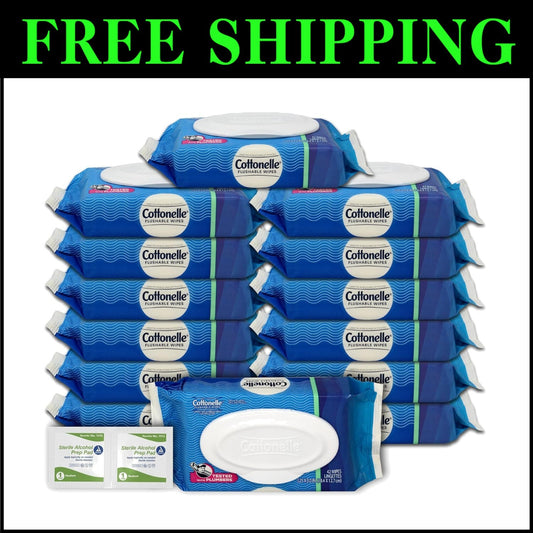Cost-Effective 14 Packs of Flushable Wipes + 100 Cleaning Wipes - Soft & Gentle!