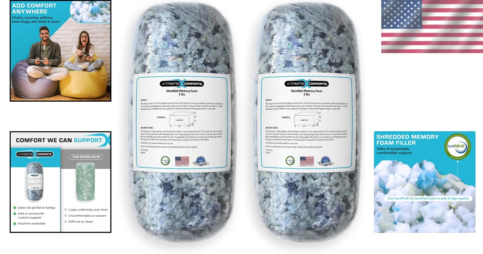 10 LBS Shredded Memory Foam Bean Bag Filler - Ultimate Comfort Solution
