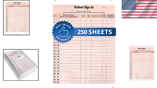 Removable Patient Label Forms - 250 Salmon Sheets, 8-1/2" x 11" for Easy Sign-In