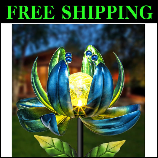 Art Deco Solar Flower Wind Spinner - Elegant 35.4
