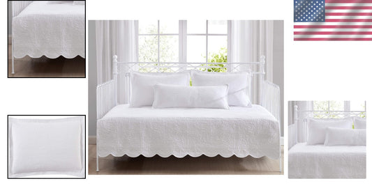 Lightweight Trellis White Cotton Daybed Cover with Shams and Pillow Cover