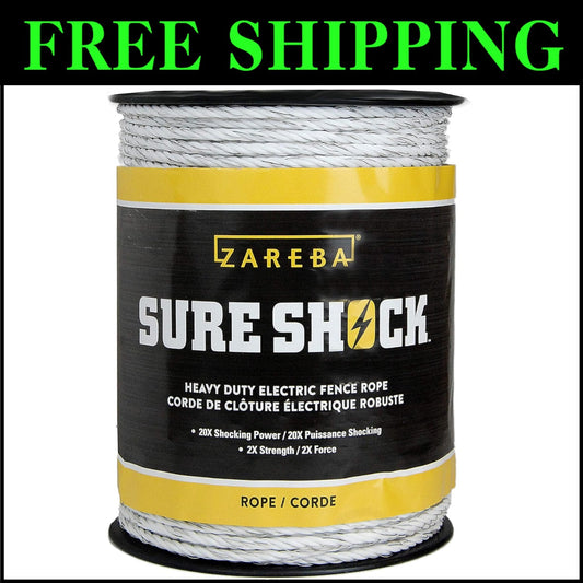 Sure Shock 656ft 8mm Polyrope: Lightweight Electric Fencing for Livestock Safety
