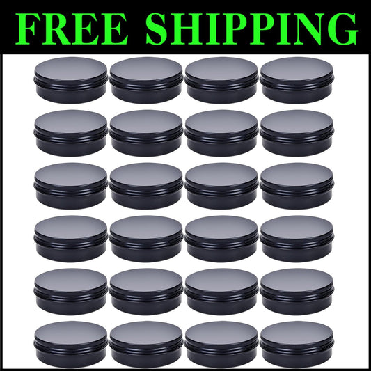 50 Pack of 4oz Black Aluminium Tins with Screw Lids - Perfect for Crafts