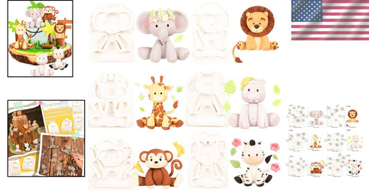 Flexible Jungle Animal Cake Molds, Set of 6 for Kids' Parties & Celebrations
