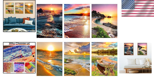 Ultimate 6 Pack 5D Diamond Painting Kits - Scenic Sunset Beach Art