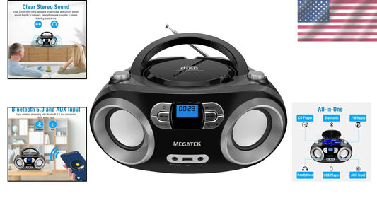 Versatile CD Boombox with Bluetooth, USB, and FM Radio - Ultimate Convenience