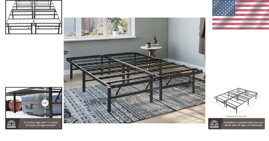 Durable 14-Inch Metal Bed Frame for California King - Quick Setup & Stylish