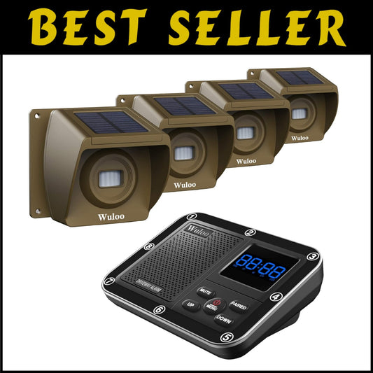 Rechargeable Solar Driveway Alert System with Expandable Sensor & 30ft Detection