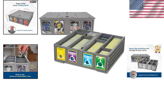 Hinged Card Holder Bins - 2 Pack, Stackable Design, Fits MTG & Pokémon Cards