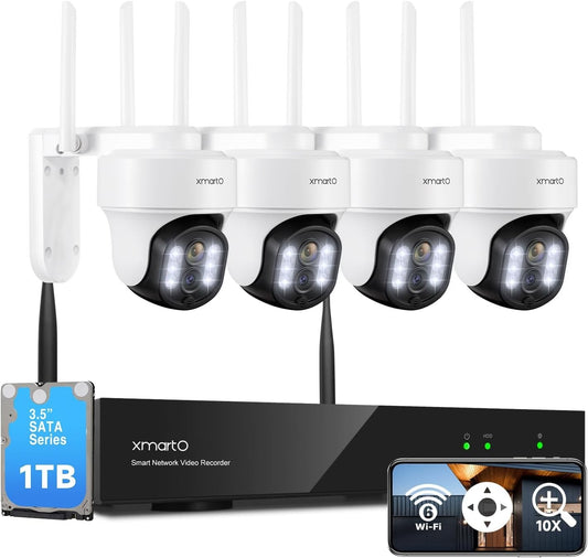 Advanced Dual-WiFi PTZ Camera System with Night Vision & 1TB Surveillance HDD
