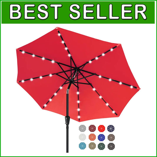 Elegant 11FT Round Solar LED Patio Umbrella - Perfect for Day or Night Use