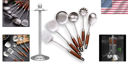 Complete 7-Piece Kitchen Utensils Set - Stainless Steel & Heat-Resistant Design
