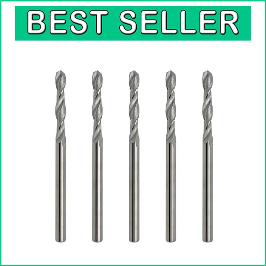 Durable 1/8" Solid Carbide Drill Bits with Straight Shank - 5-Piece Collection