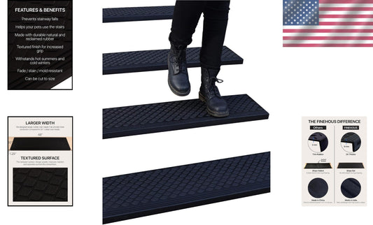 Durable Water-Resistant Non-Slip Stair Treads for Year-Round Safety - 4-Pack