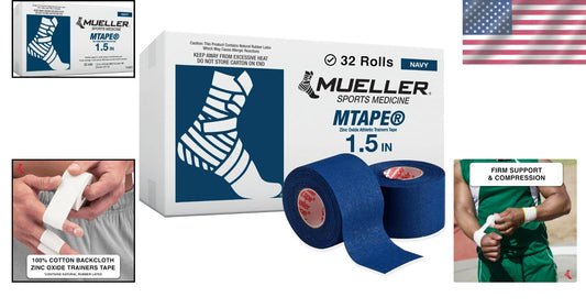 Durable Water-Resistant Athletic Tape - 32 Rolls, Easy Tear for Quick Support