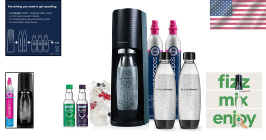 Eco-Friendly Sparkling Water Maker Bundle in Black - Create Custom Fizz at Home