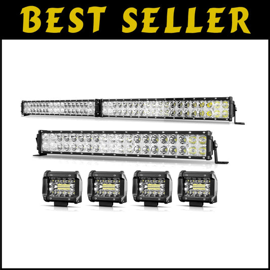 LED Light Bar Kit - 42" & 22" + 4 Pods, 28000LM, Waterproof Offroad Lights