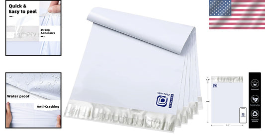Heavy-Duty 7.5x10.5" Waterproof Poly Mailers - 1000 Pcs Self-Adhesive Envelopes