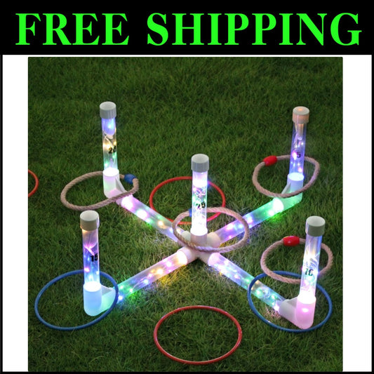 Family-Friendly LED Ring Toss Game - Easy Setup with 10 Piece Set for Play