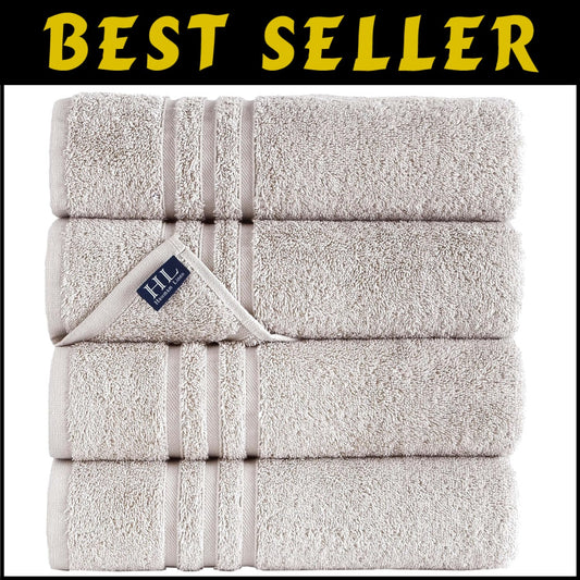 Premium 4-Piece Bath Towel Set – Ice Silver, Quick-Drying Cotton, 600 GSM