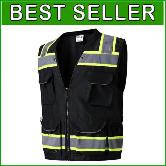 12 Pocket High Visibility Safety Vest - Class 2 ANSI Compliant for Professionals
