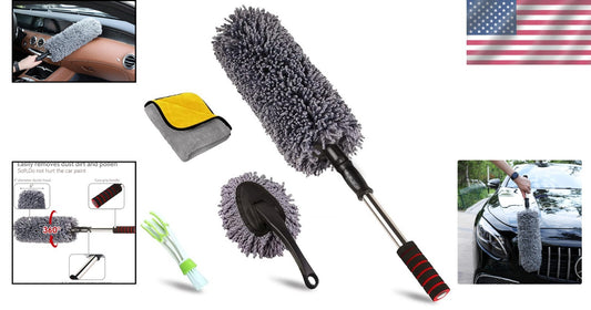 All-in-One Car Cleaning Duster Set with Extendable Handle - Ideal for SUVs & RVs