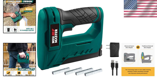 Lightweight Impact Drive Cordless Stapler with T50 Staples - 504 Count Included