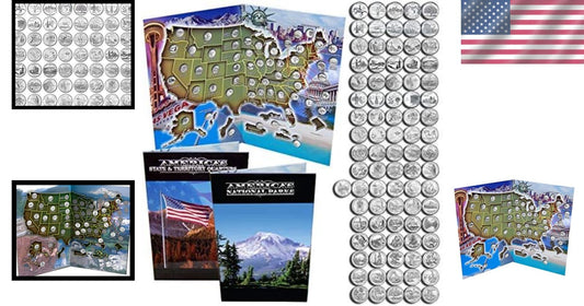 Interactive Coin Collection: 56 State & National Park Quarters in Map Book