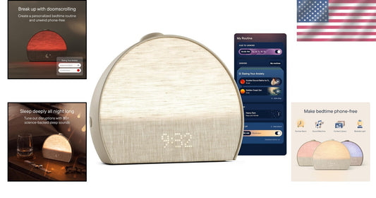 Greige Sunrise Alarm Clock & Sound Machine for Serene Sleep - Compact Design