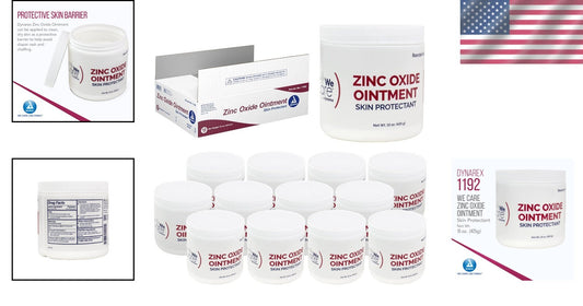 Zinc Oxide Ointment 15 oz Jar, Prevents Diaper Rash, Pack of 12 for Families