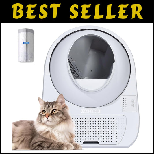 Ultimate Self-Cleaning Litter Box for Multiple Cats - Safe, Convenient, White