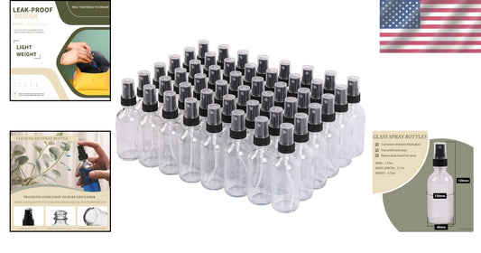 Durable 2 oz Clear Glass Mini Spray Bottles - Leakproof Design, 48 Pack