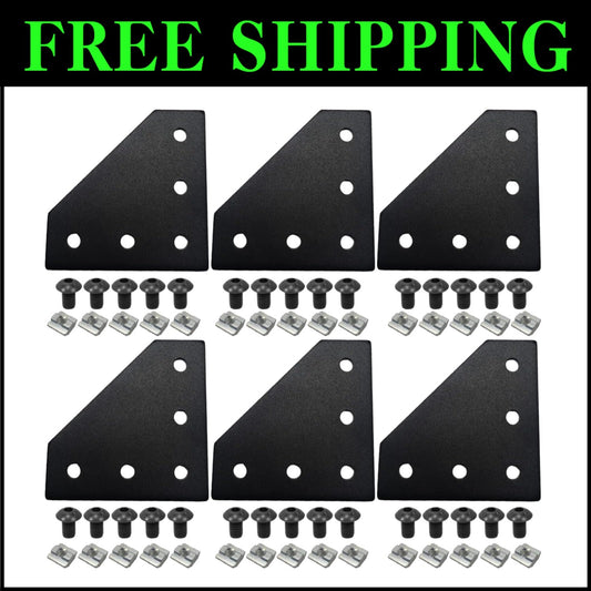 Durable 6-Piece L Bracket Set with T-Nuts & Screws - Perfect for Aluminum Builds
