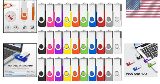 128MB USB 2.0 Flash Drive - 50 Pack Durable Swivel Design with Lanyards Included