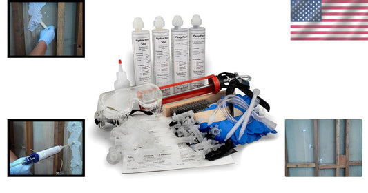 10' Foundation Crack Repair Kit: Fast Curing Polyurethane Foam Seals Leaks